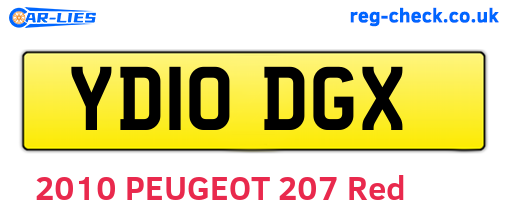 YD10DGX are the vehicle registration plates.