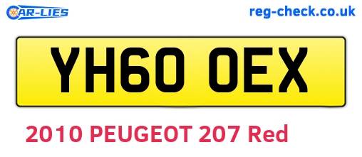 YH60OEX are the vehicle registration plates.