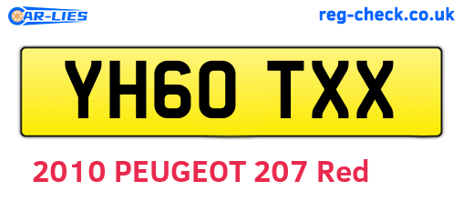 YH60TXX are the vehicle registration plates.