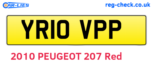 YR10VPP are the vehicle registration plates.