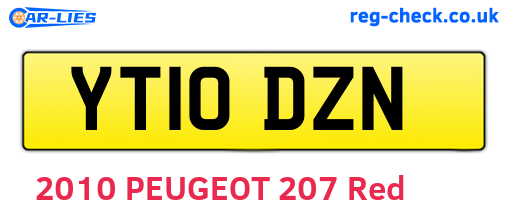 YT10DZN are the vehicle registration plates.