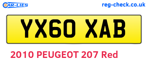 YX60XAB are the vehicle registration plates.