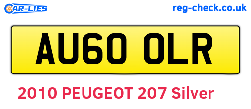 AU60OLR are the vehicle registration plates.