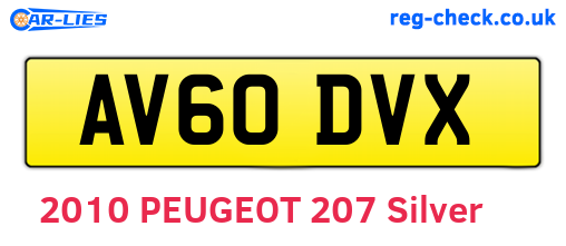 AV60DVX are the vehicle registration plates.