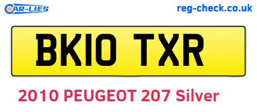 BK10TXR are the vehicle registration plates.