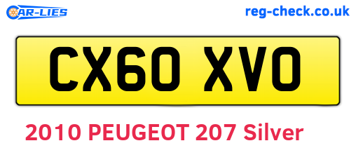 CX60XVO are the vehicle registration plates.