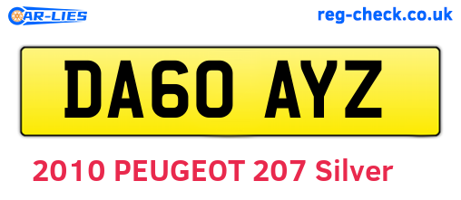 DA60AYZ are the vehicle registration plates.