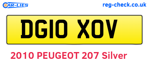 DG10XOV are the vehicle registration plates.