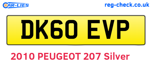 DK60EVP are the vehicle registration plates.