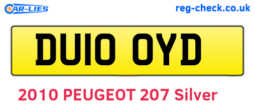 DU10OYD are the vehicle registration plates.