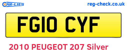 FG10CYF are the vehicle registration plates.