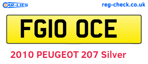 FG10OCE are the vehicle registration plates.