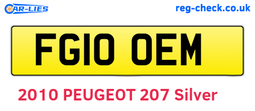 FG10OEM are the vehicle registration plates.
