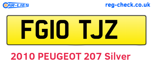 FG10TJZ are the vehicle registration plates.