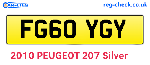 FG60YGY are the vehicle registration plates.