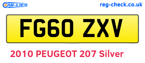 FG60ZXV are the vehicle registration plates.