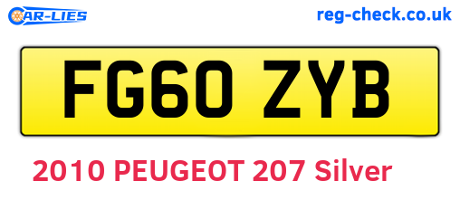 FG60ZYB are the vehicle registration plates.