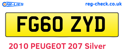 FG60ZYD are the vehicle registration plates.