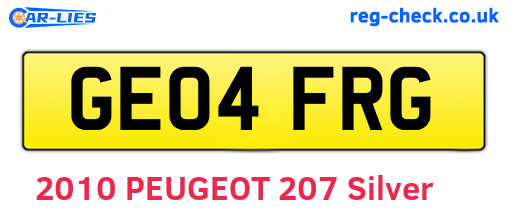 GE04FRG are the vehicle registration plates.