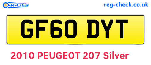 GF60DYT are the vehicle registration plates.