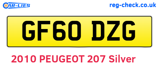 GF60DZG are the vehicle registration plates.