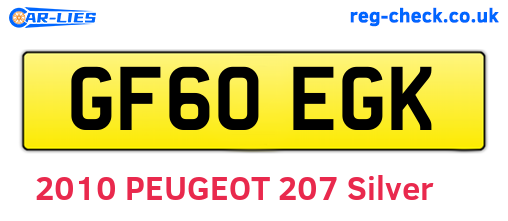 GF60EGK are the vehicle registration plates.
