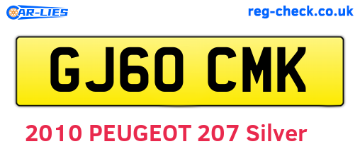 GJ60CMK are the vehicle registration plates.