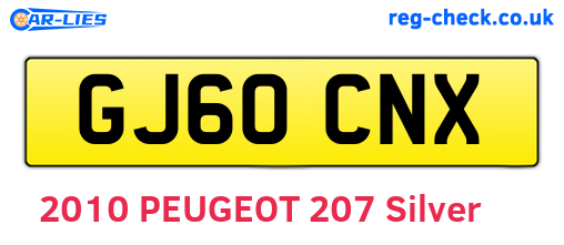 GJ60CNX are the vehicle registration plates.