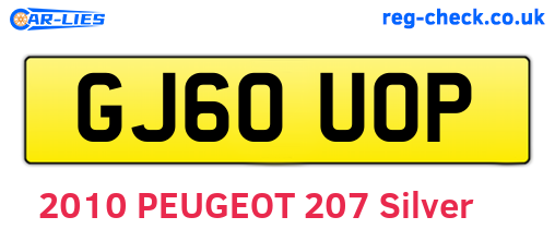 GJ60UOP are the vehicle registration plates.