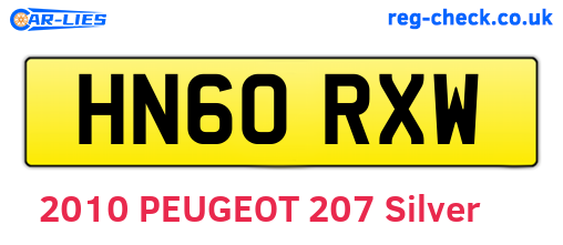 HN60RXW are the vehicle registration plates.