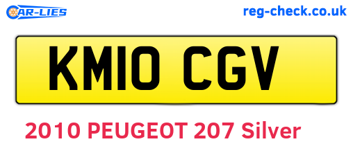 KM10CGV are the vehicle registration plates.