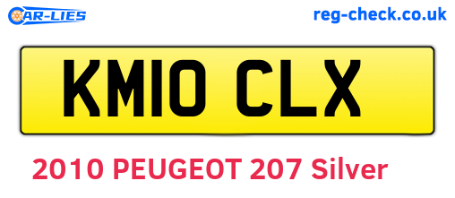KM10CLX are the vehicle registration plates.