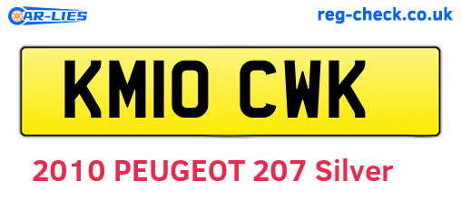 KM10CWK are the vehicle registration plates.