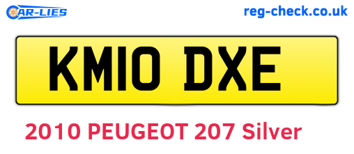 KM10DXE are the vehicle registration plates.