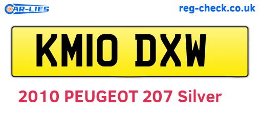 KM10DXW are the vehicle registration plates.