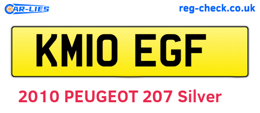 KM10EGF are the vehicle registration plates.