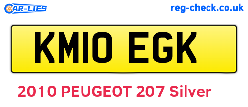 KM10EGK are the vehicle registration plates.