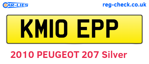 KM10EPP are the vehicle registration plates.