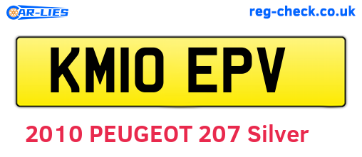 KM10EPV are the vehicle registration plates.
