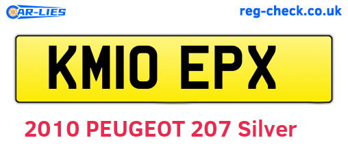KM10EPX are the vehicle registration plates.