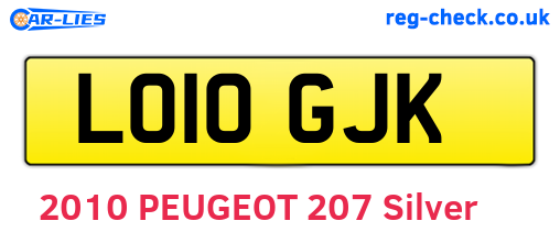 LO10GJK are the vehicle registration plates.