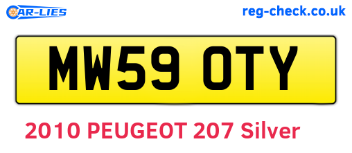 MW59OTY are the vehicle registration plates.