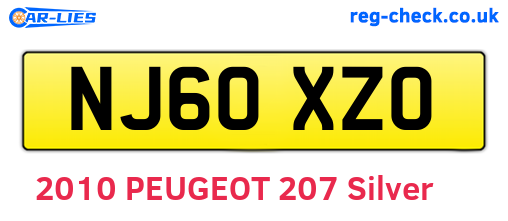 NJ60XZO are the vehicle registration plates.