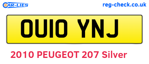 OU10YNJ are the vehicle registration plates.