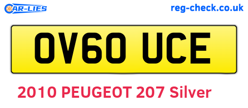 OV60UCE are the vehicle registration plates.