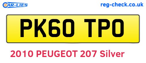 PK60TPO are the vehicle registration plates.