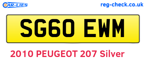SG60EWM are the vehicle registration plates.