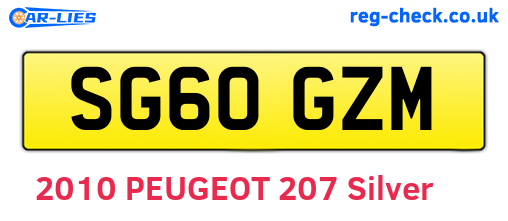 SG60GZM are the vehicle registration plates.