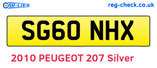 SG60NHX are the vehicle registration plates.