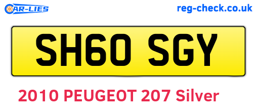 SH60SGY are the vehicle registration plates.